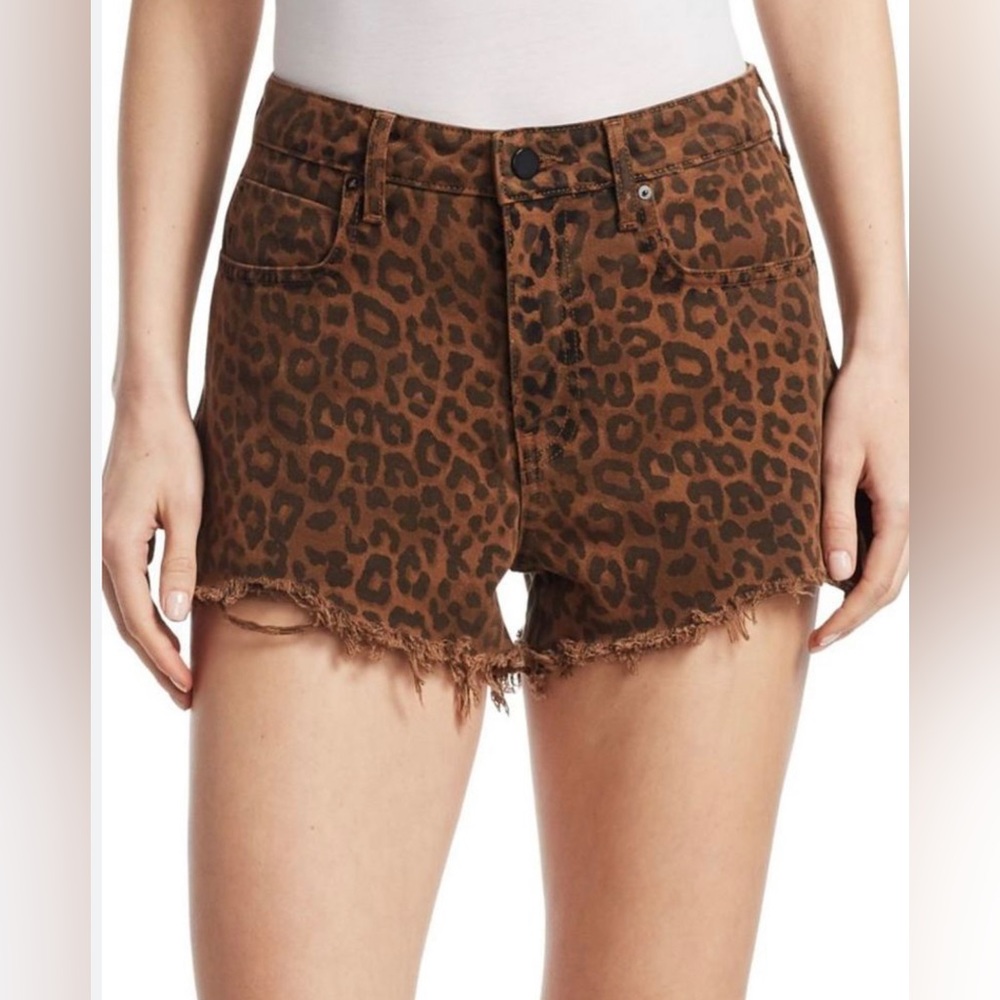 Denim X Alexander Wang Leopard Animal Print Denim Shorts Size 26 Like New